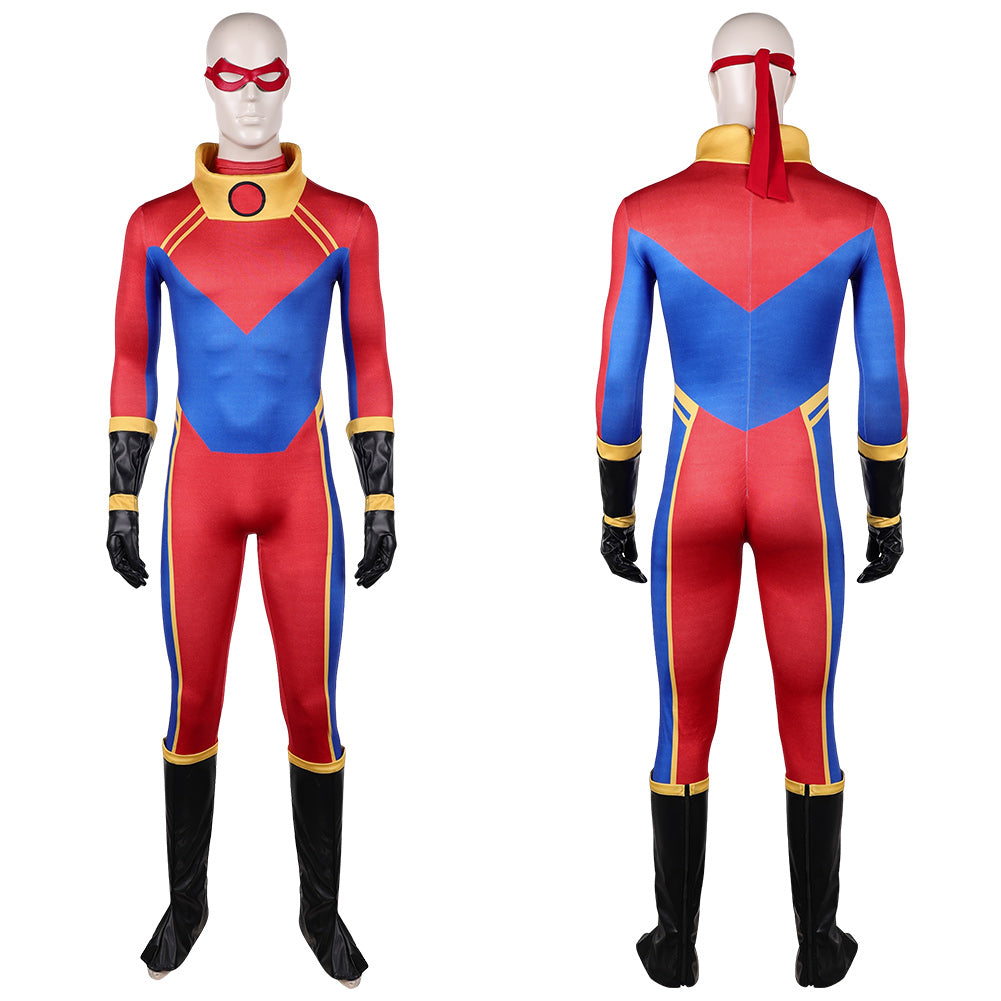 Cosplay Costume Sunspot X-Men ‘97 Saison 2(2026) TV Cosplay Combinaison Bleue et Rouge Homme
