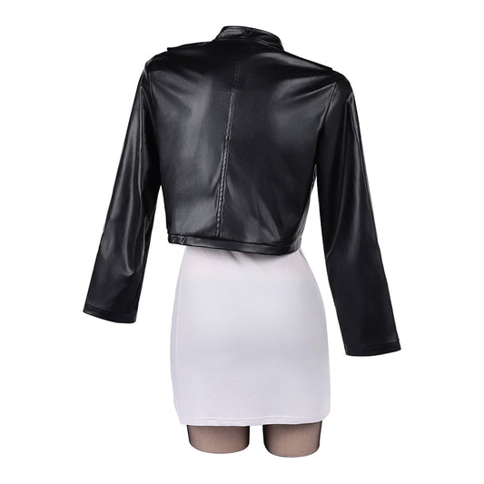 Cosplay Costume Tayama Smoking Behind the Supermarket with You(2026) Anime Cosplay Tenue Noire et Blanche Femme