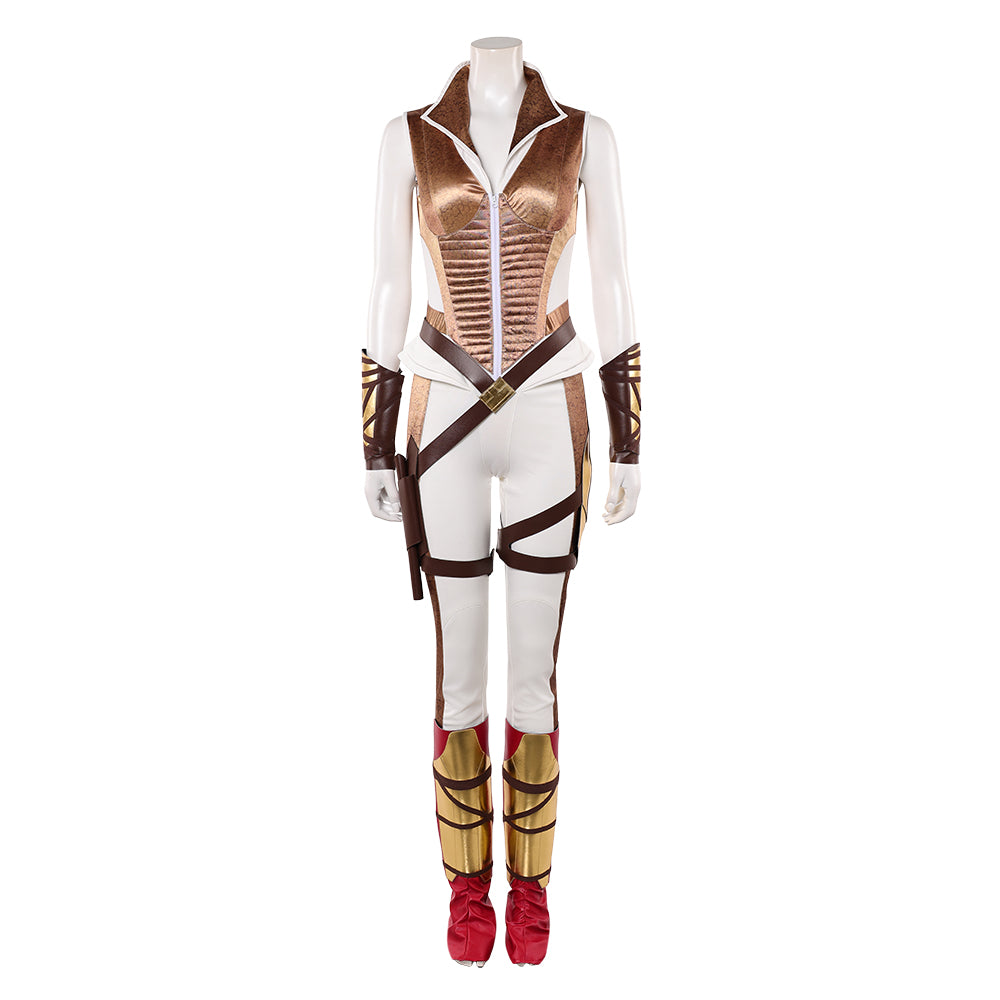 Cosplay Costume Teela Les Maîtres de l'Univers(2026) Film Cosplay Tenue Dorée et Blanche Femme