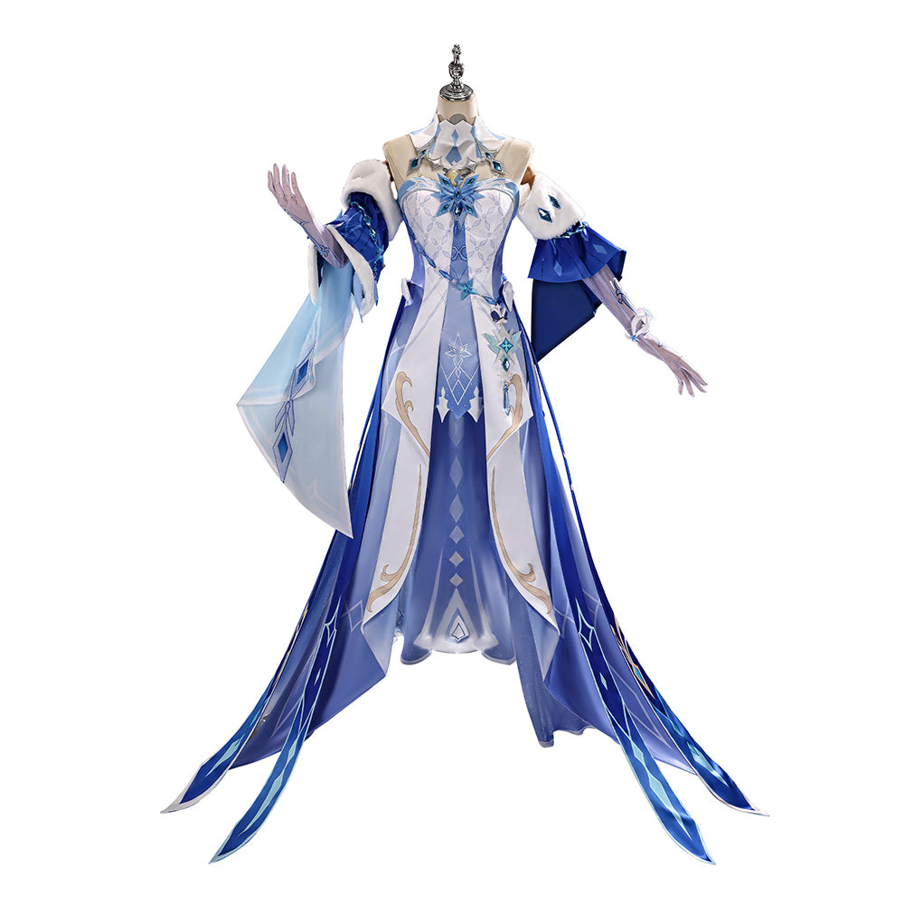 Cosplay Costume The Tsaritsa Genshin Impact Jeu Cosplay Robe Blanche et Bleue Femme