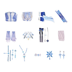 Cosplay Costume The Tsaritsa Genshin Impact Jeu Cosplay Robe Blanche et Bleue Femme