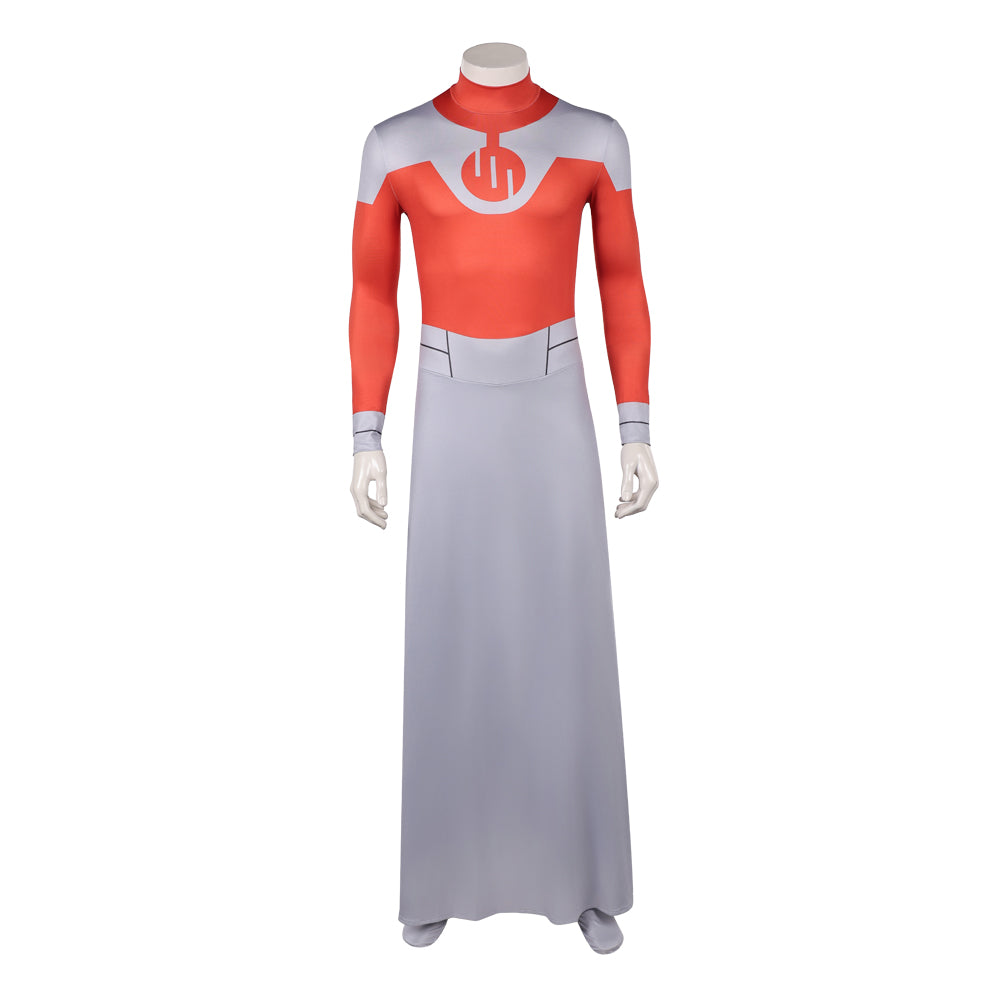 Cosplay Costume Thragg Invincible 4(2026) TV Cosplay Combinaison Rouge et Grise Tenue Homme