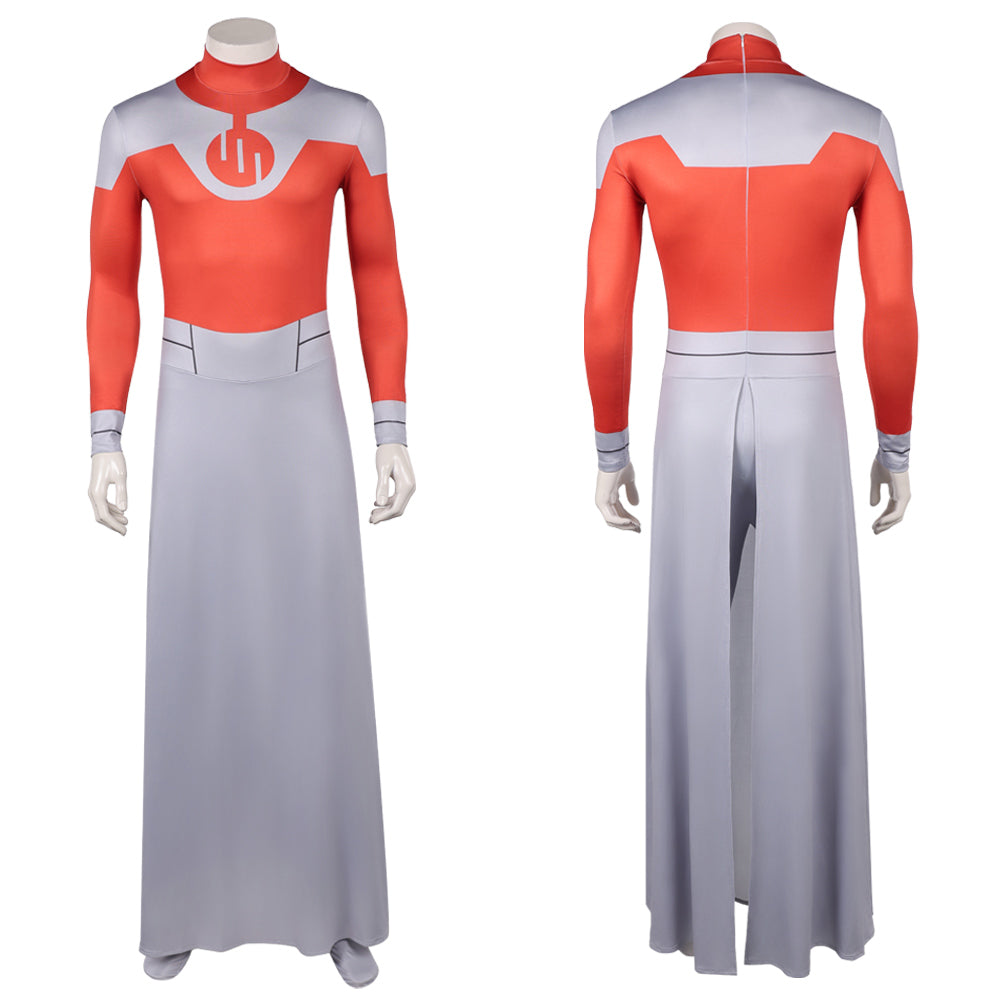 Cosplay Costume Thragg Invincible 4(2026) TV Cosplay Combinaison Rouge et Grise Tenue Homme