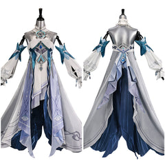 Cosplay Costume Vodyanitsa Genshin Impact Jeu Cosplay Tenue Blanche et Bleue Femme