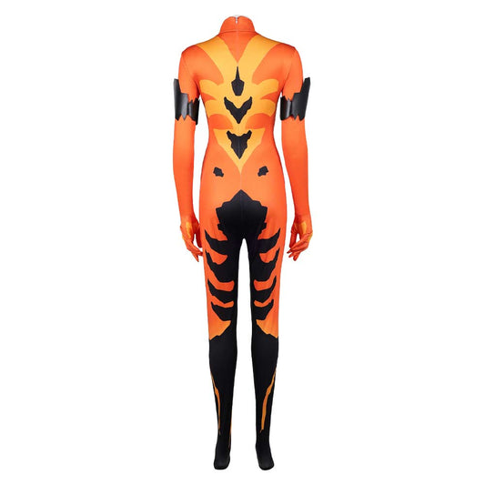 Cosplay Costume Volcanikka Invincible 4(2026) TV Cosplay Combinaison Orange et Noire Femme