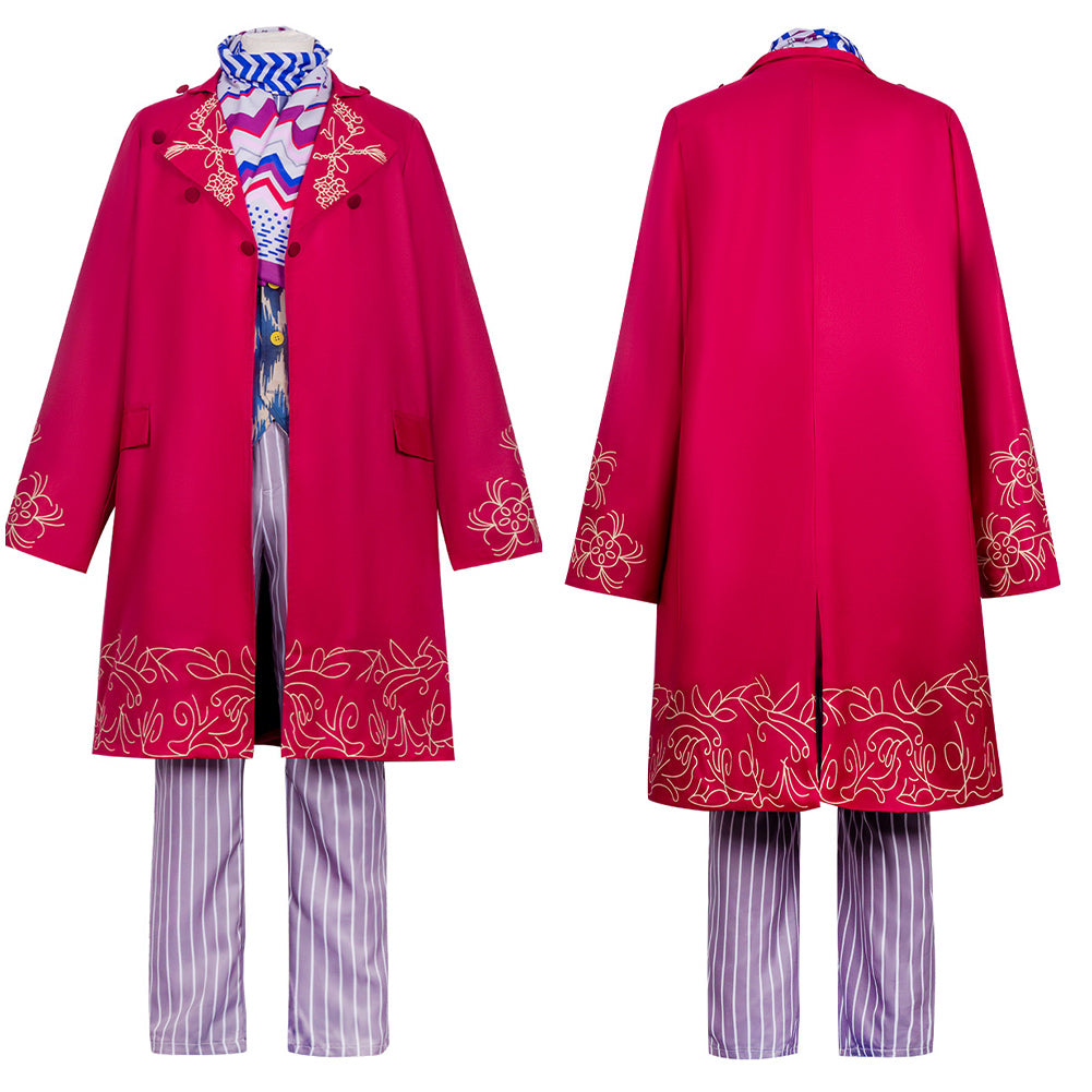 Cosplay Costume Willy Wonka Charlie et la Chocolaterie Film Cosplay Tenue Rose Homme