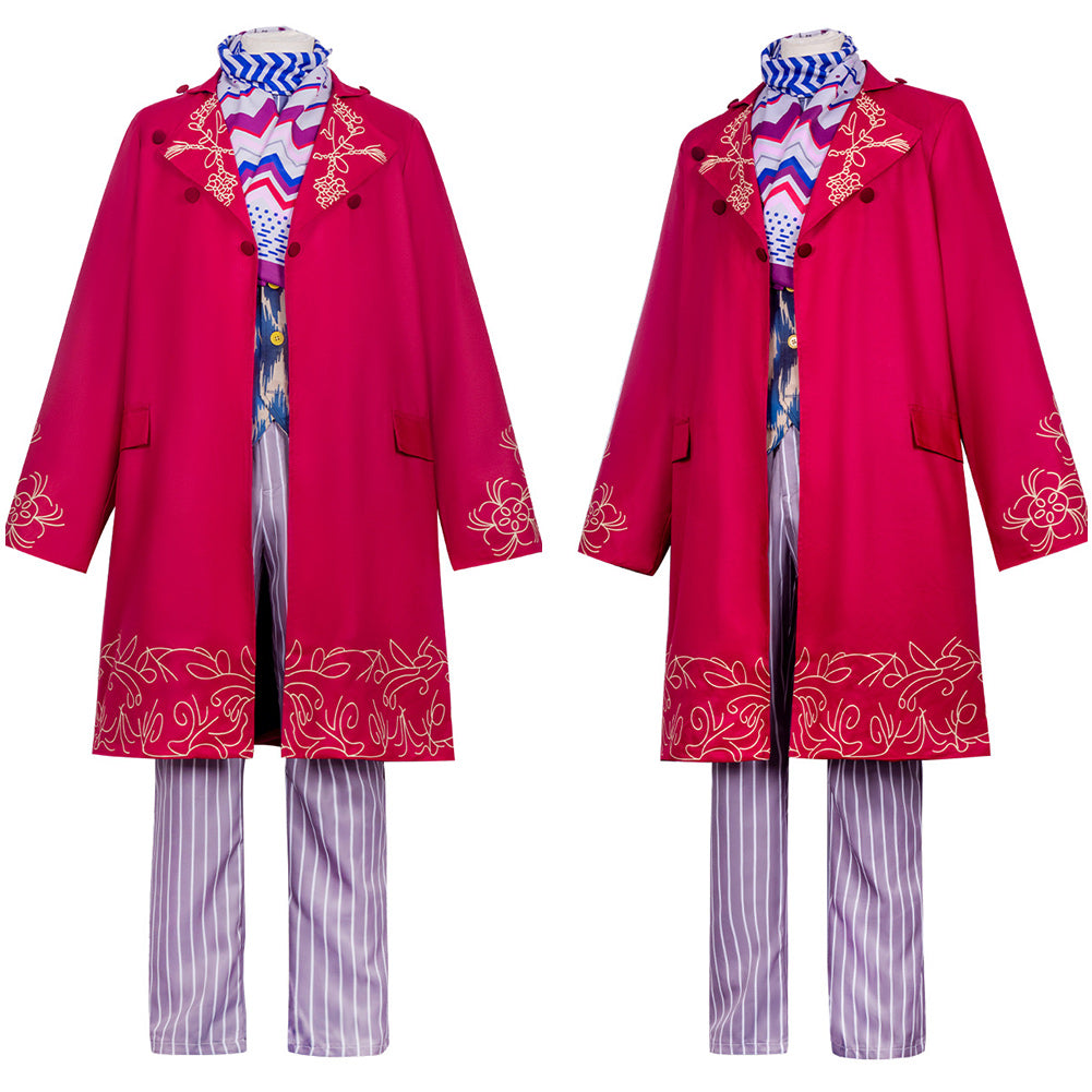Cosplay Costume Willy Wonka Charlie et la Chocolaterie Film Cosplay Tenue Rose Homme