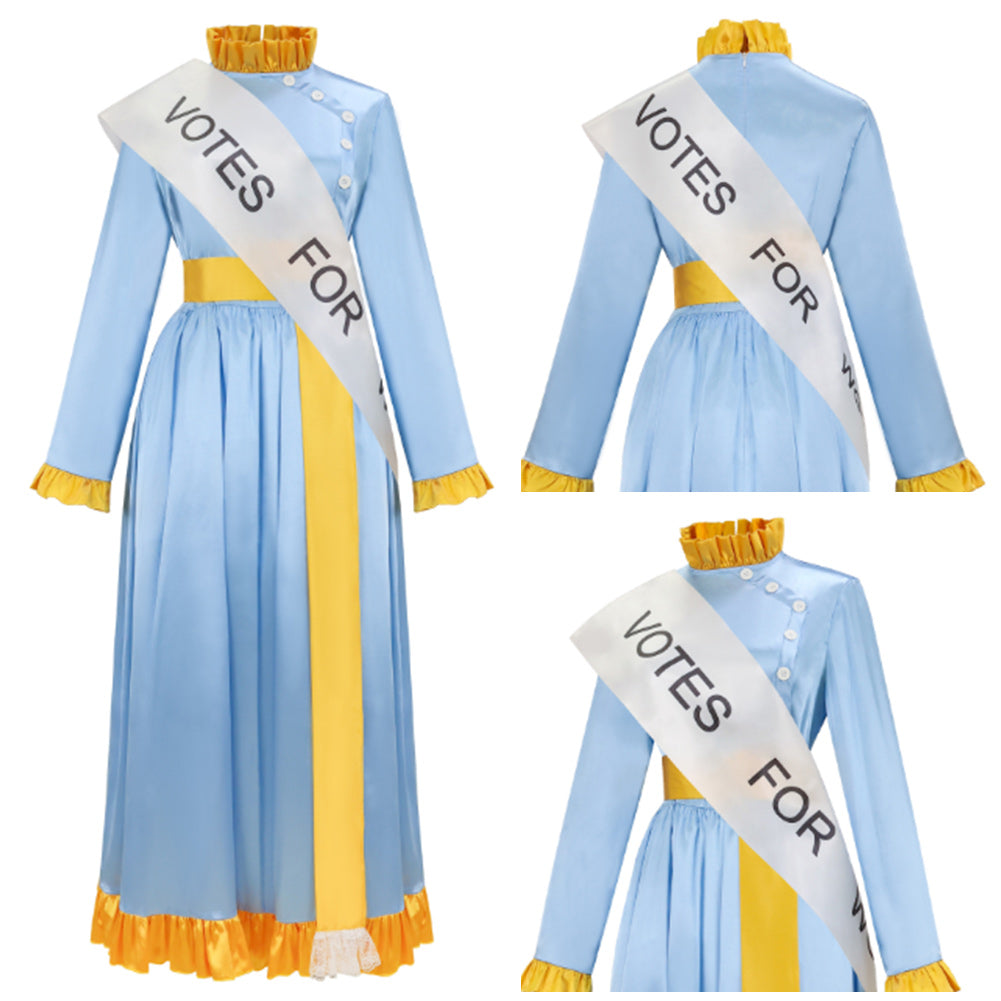 Cosplay Costume Winifred Banks Mary Poppins(1964) Film Cosplay Robe Bleue Femme