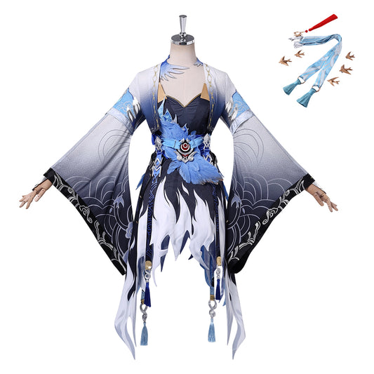 Cosplay Costume Yangyang Xuanling Wuthering Waves Jeu Cosplay Robe Bleue et Grise Femme