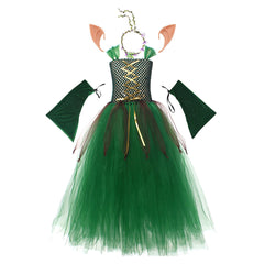 Déguisement Fille Elf Robe Vert Foncé Costume pour Halloween