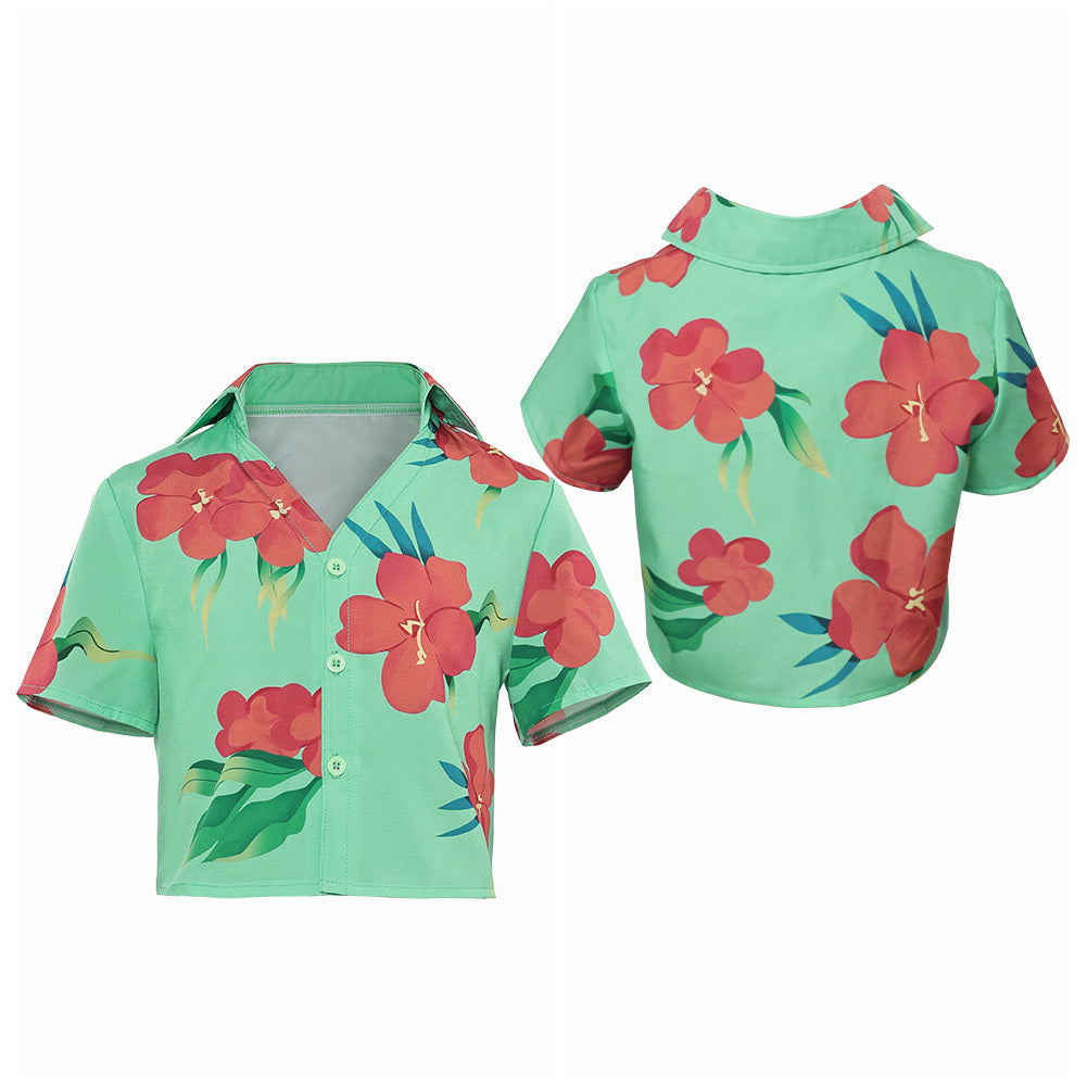 Enfant KPop Demon Hunters(2025)  Abby Saja Chemise Imprimée Verte Cosplay Costume