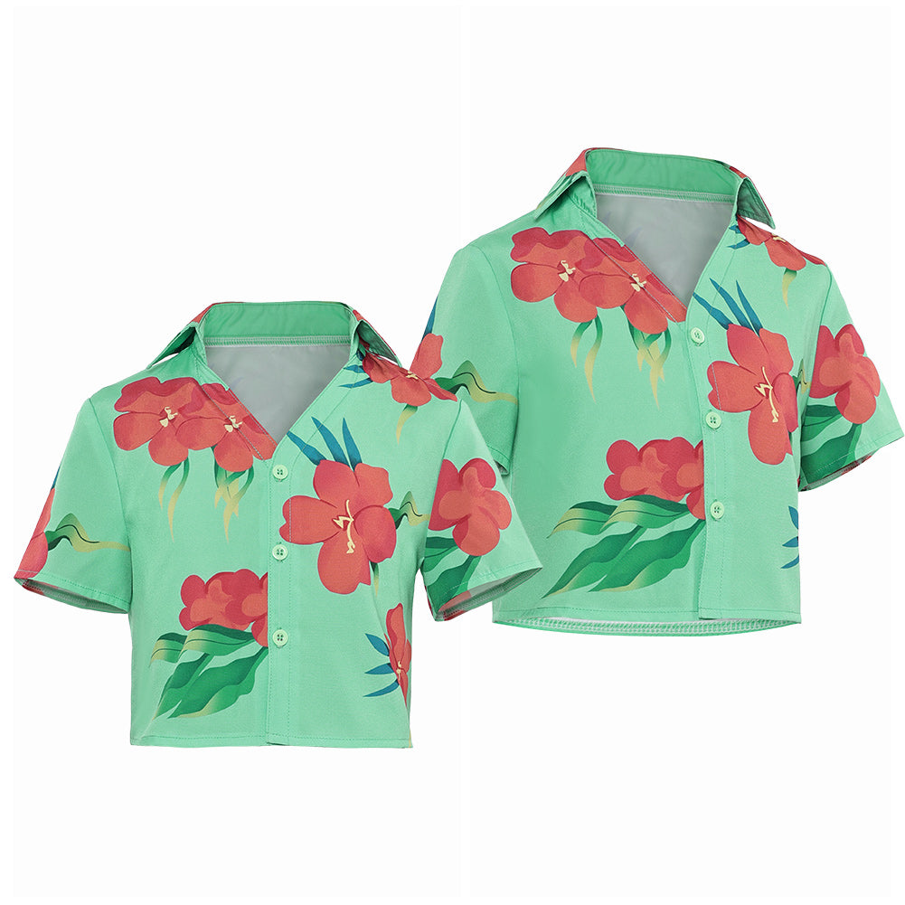 Enfant KPop Demon Hunters(2025)  Abby Saja Chemise Imprimée Verte Cosplay Costume