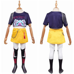 Enfant KPop Demon Hunters(2025) Mira Tenue Bleue et Jaune Cosplay Costume