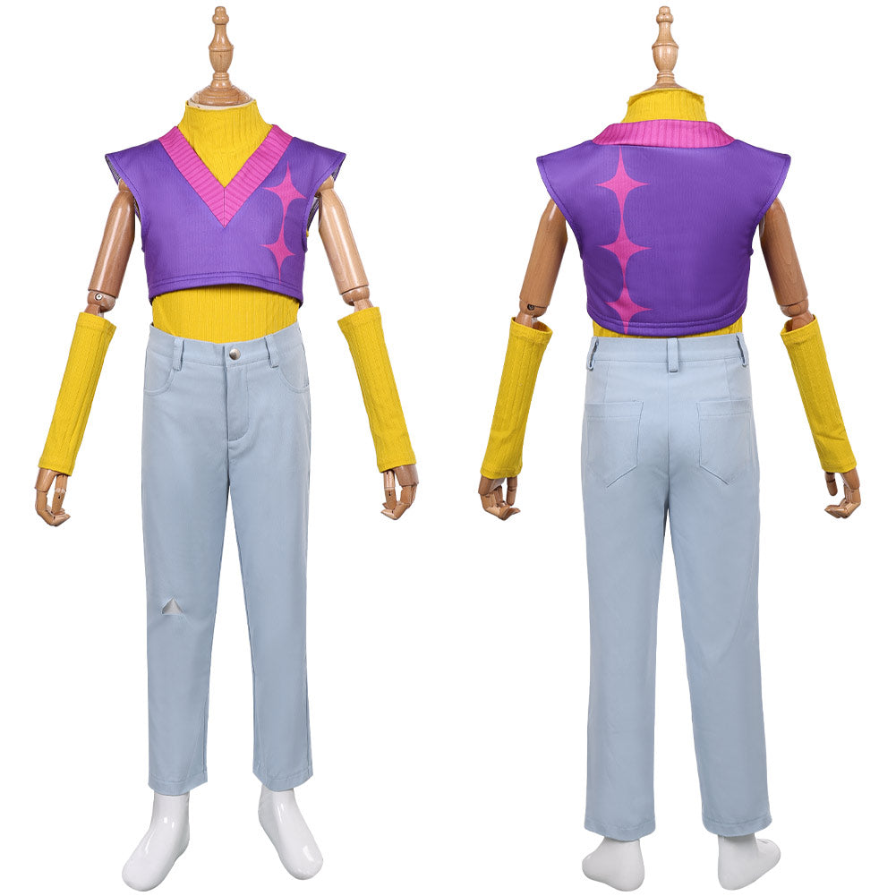 Enfant KPop Demon Hunters(2025) Mystery Saja Tenue de Gilet Violet Cosplay Costume