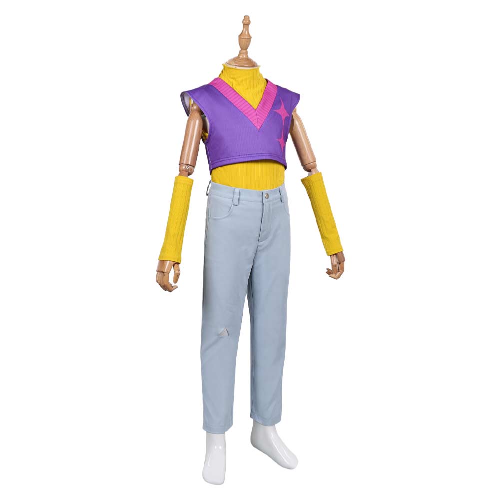 Enfant KPop Demon Hunters(2025) Mystery Saja Tenue de Gilet Violet Cosplay Costume