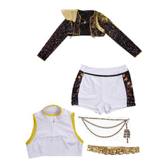 Enfant KPop Demon Hunters(2025) Rumi Golden Tenue Noire Cosplay Costume