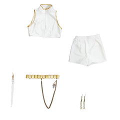 Enfant KPop Demon Hunters(2025) Rumi What It Sounds Like Tenue Blanche Cosplay Costume