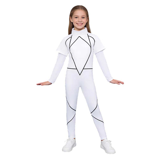 Enfant Stranger Things Saison 5 Kali‌ Combinaison Blanche Cosplay Costume