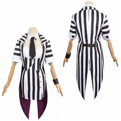 Femme Beetlejuice 2(2024) Beetlejuice Frac à Rayures Noires et Blanches Cosplay Costume