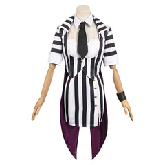 Femme Beetlejuice 2(2024) Beetlejuice Frac à Rayures Noires et Blanches Cosplay Costume