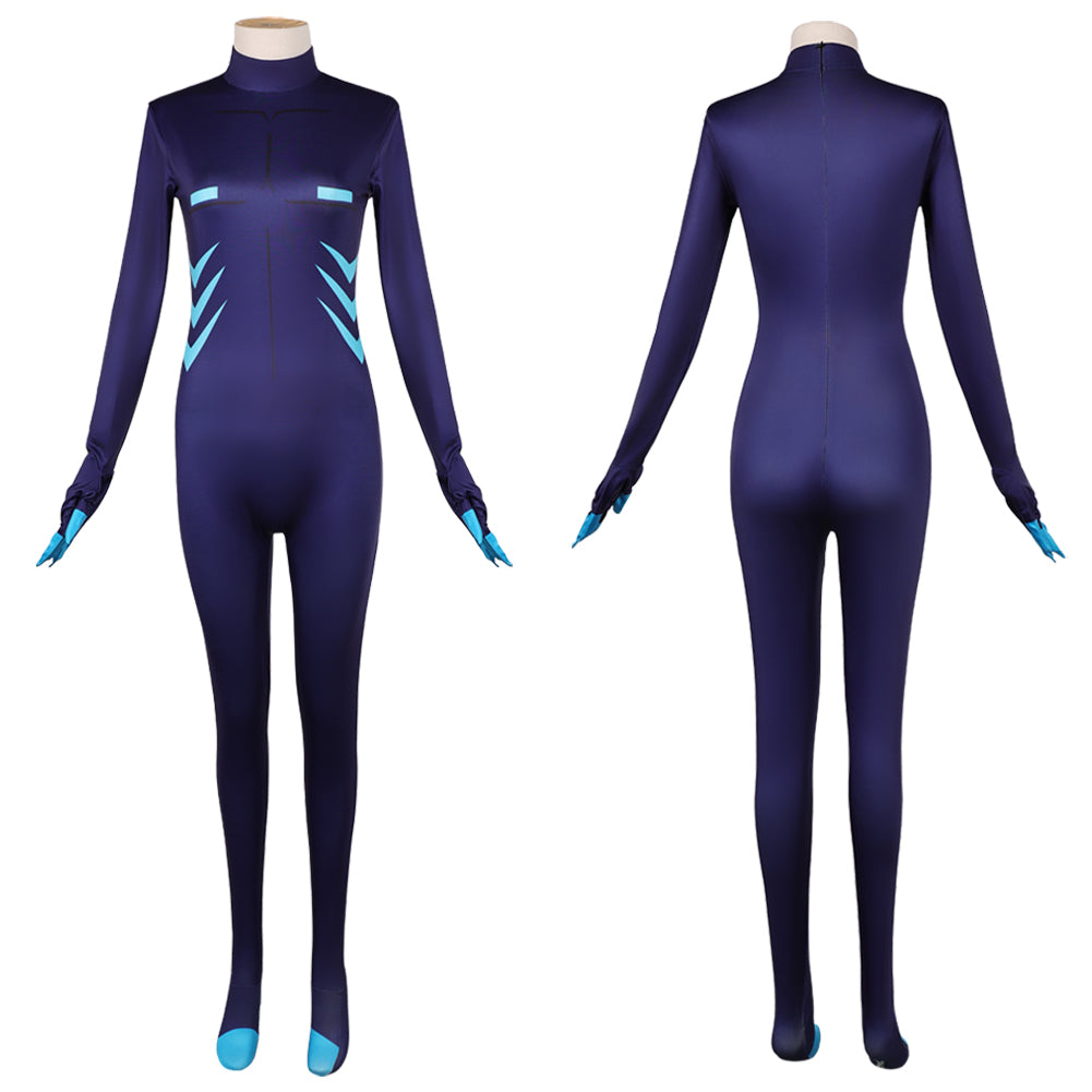 Femme Hazbin Hotel 2 Vox Combinaison Bleue Cosplay Costume