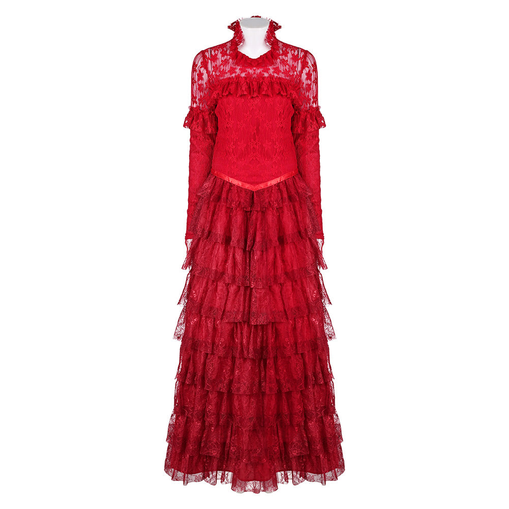 Film Beetlejuice 1988 Lydia Deetz Robe Rouge Cosplay Costume