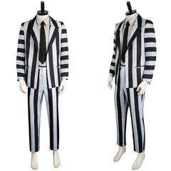 Film Beetlejuice 2(2024) Beetlejuice Costume Rayé Noir et Blanc Cosplay Costume Ver.2