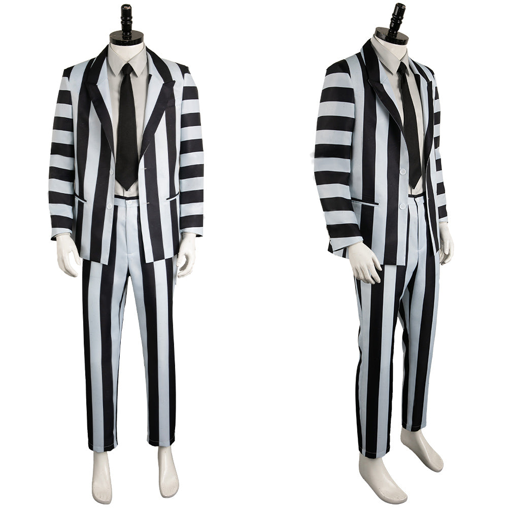 Film Beetlejuice 2(2024) Beetlejuice Costume Rayé Noir et Blanc Cosplay Costume Ver.2