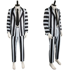 Film Beetlejuice 2(2024) Beetlejuice Costume Rayé Noir et Blanc Cosplay Costume Ver.2