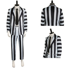 Film Beetlejuice 2(2024) Beetlejuice Costume Rayé Noir et Blanc Cosplay Costume Ver.2