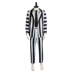 Film Beetlejuice 2(2024) Beetlejuice Costume Rayé Noir et Blanc Cosplay Costume Ver.2