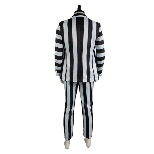 Film Beetlejuice 2(2024) Beetlejuice Costume Rayé Noir et Blanc Cosplay Costume Ver.2