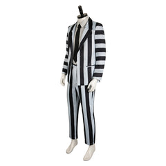 Film Beetlejuice 2(2024) Beetlejuice Costume Rayé Noir et Blanc Cosplay Costume Ver.2