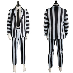 Film Beetlejuice 2(2024) Beetlejuice Costume Rayé Noir et Blanc Cosplay Costume Ver.2