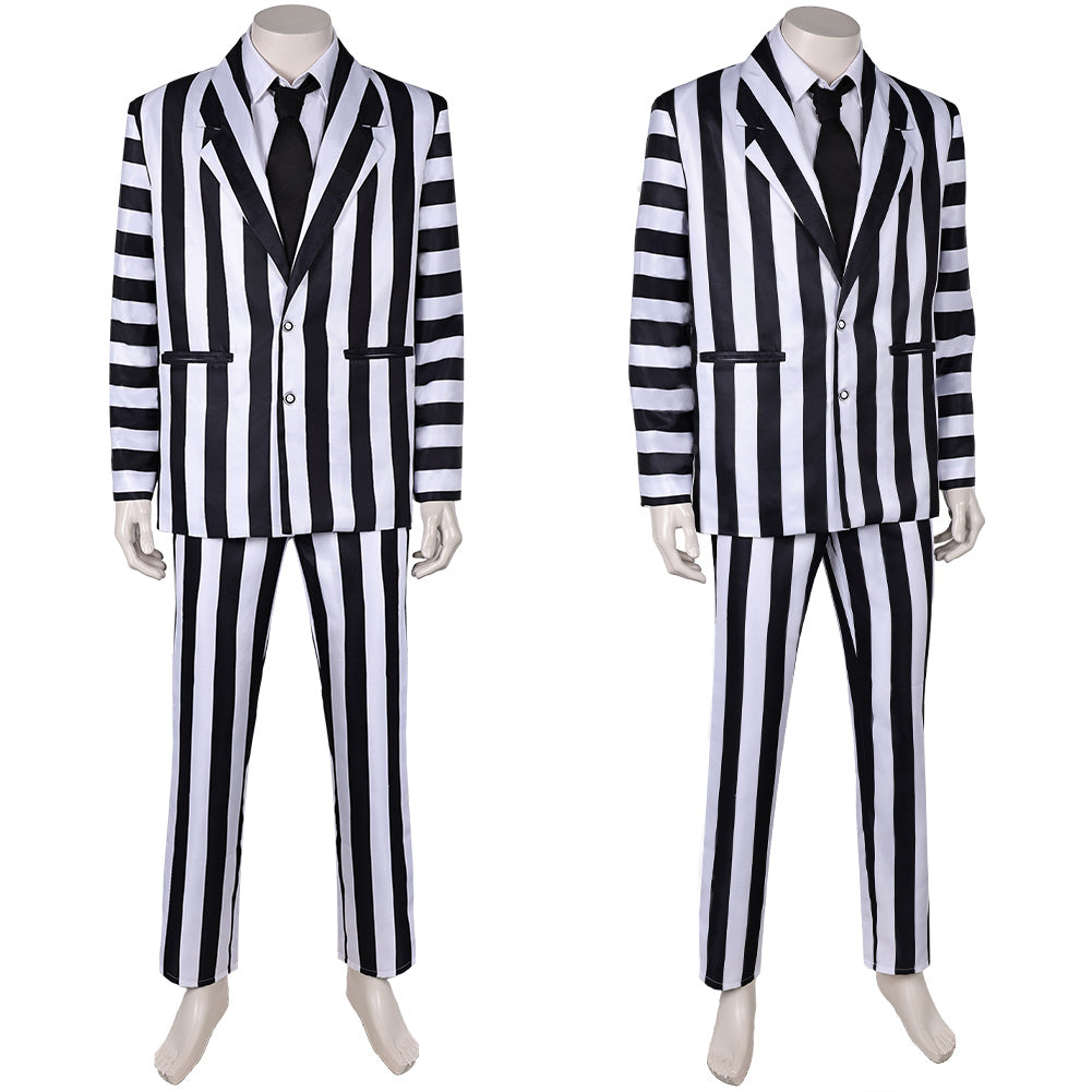 Film Beetlejuice 2(2024) Beetlejuice Costume Rayé Noir et Blanc Cosplay Costume Ver.3