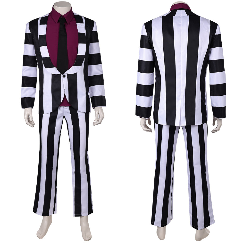 Film Beetlejuice 2(2024) Beetlejuice Costume Rayé Noir Et Blanc Cosplay Costume Ver.3