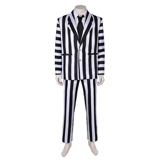 Film Beetlejuice 2(2024) Beetlejuice Costume Rayé Noir et Blanc Cosplay Costume Ver.3