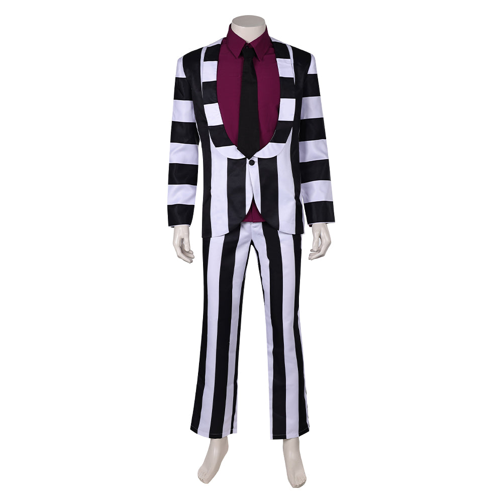 Film Beetlejuice 2(2024) Beetlejuice Costume Rayé Noir Et Blanc Cosplay Costume Ver.3