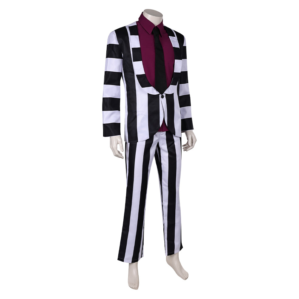 Film Beetlejuice 2(2024) Beetlejuice Costume Rayé Noir Et Blanc Cosplay Costume Ver.3