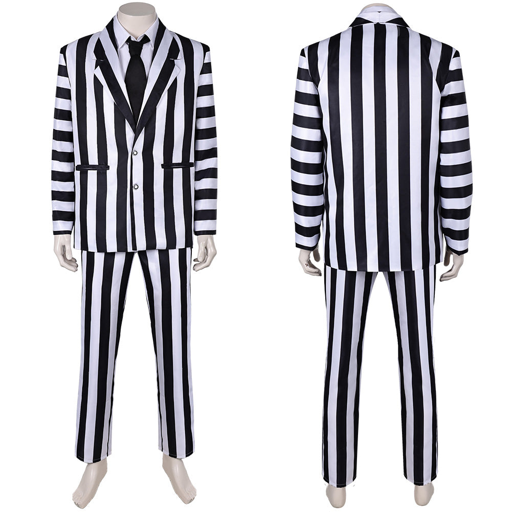 Film Beetlejuice 2(2024) Beetlejuice Costume Rayé Noir et Blanc Cosplay Costume Ver.3