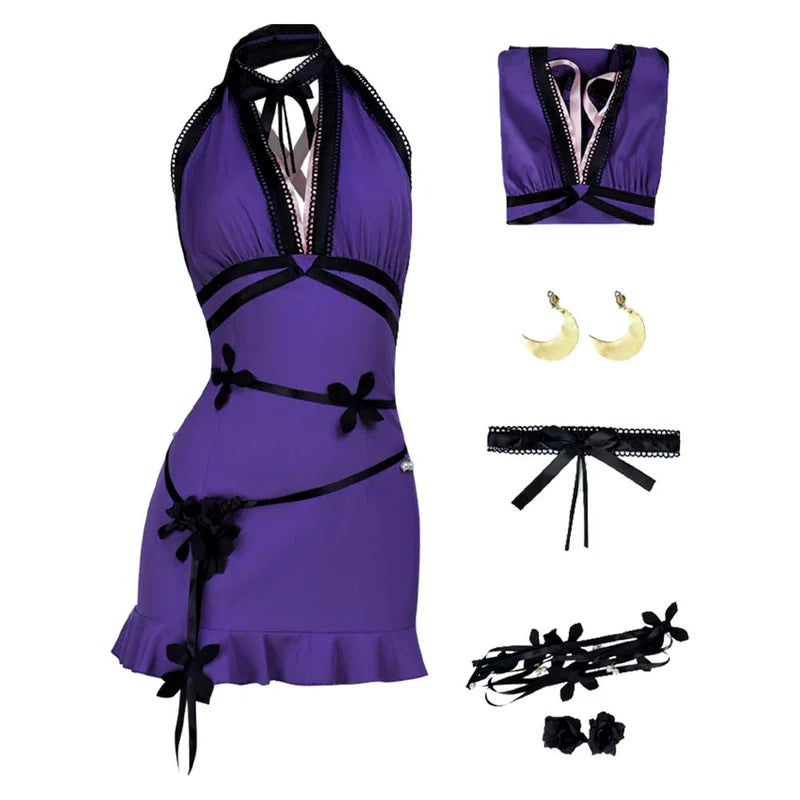 Final Fantasy Tifa Lockhart Robe Violette Cosplay Costume