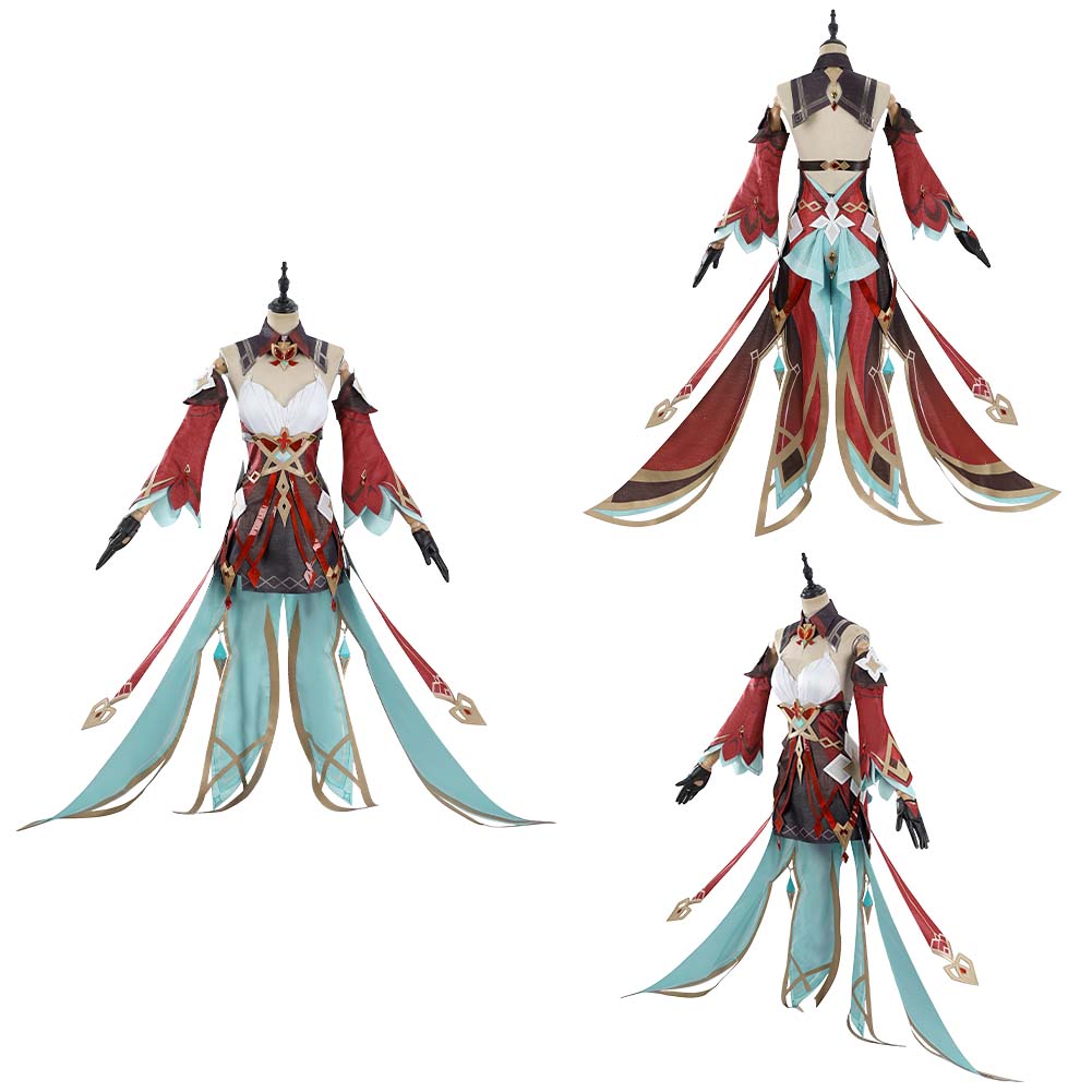 Genshin Impact Alice Tenue Rouge et Verte Cosplay Costume