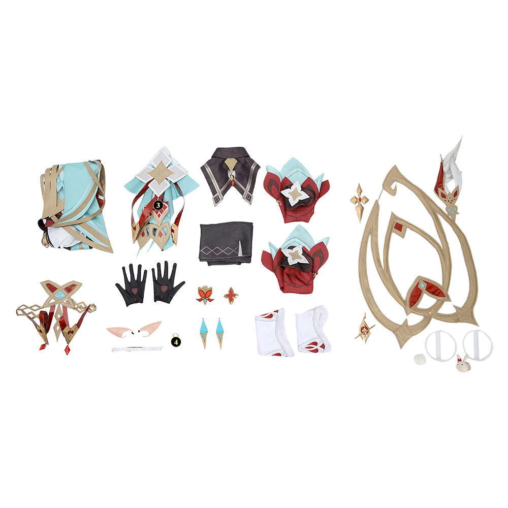 Genshin Impact Alice Tenue Rouge et Verte Cosplay Costume