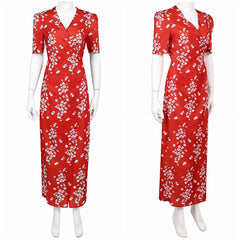 Honey Don't!(2025) Honey O'Donahue Robe Rouge en Mousseline à Fleurs Cosplay Costume