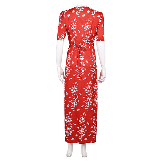 Honey Don't!(2025) Honey O'Donahue Robe Rouge en Mousseline à Fleurs Cosplay Costume