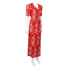 Honey Don't!(2025) Honey O'Donahue Robe Rouge en Mousseline à Fleurs Cosplay Costume