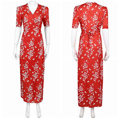 Honey Don't!(2025) Honey O'Donahue Robe Rouge en Mousseline à Fleurs Cosplay Costume