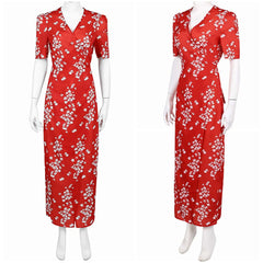 Honey Don't!(2025) Honey O'Donahue Robe Rouge en Mousseline à Fleurs Cosplay Costume