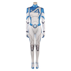 Invisible Woman Susan Storm Combinaison Bleue et Blanche Cosplay Costume