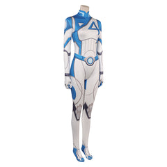 Invisible Woman Susan Storm Combinaison Bleue et Blanche Cosplay Costume